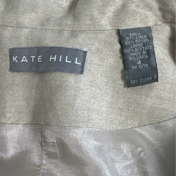 Kate Hill Linen Blend Vintage Button Front Blazer Tan Size 4 - Picture 3 of 6